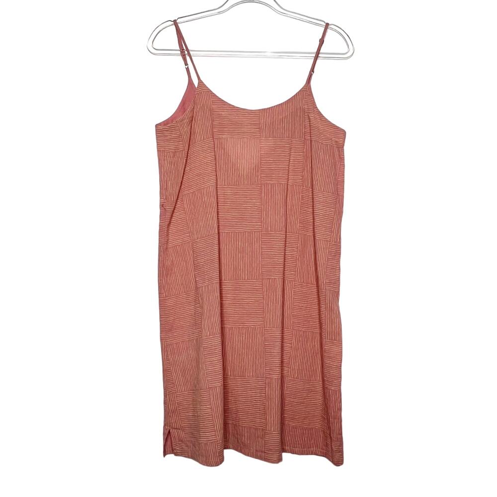 NORTH OF WEST Summer Dress Shift Sleeveless Scoop Neck Geo-Pattern Pink Size M